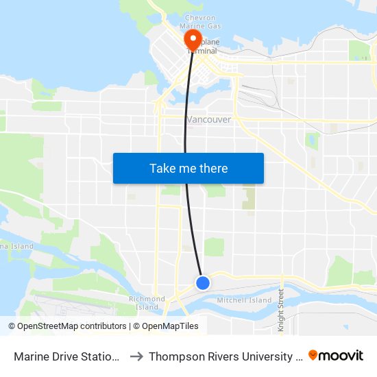 Marine Drive Station @ Bay 1 to Thompson Rivers University - Vancouver map