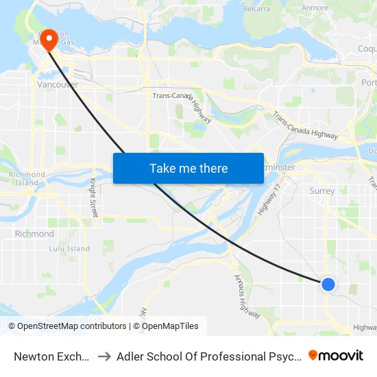 Newton Exchange @ Bay 4 to Adler School Of Professional Psychology (Vancouver Campus) map