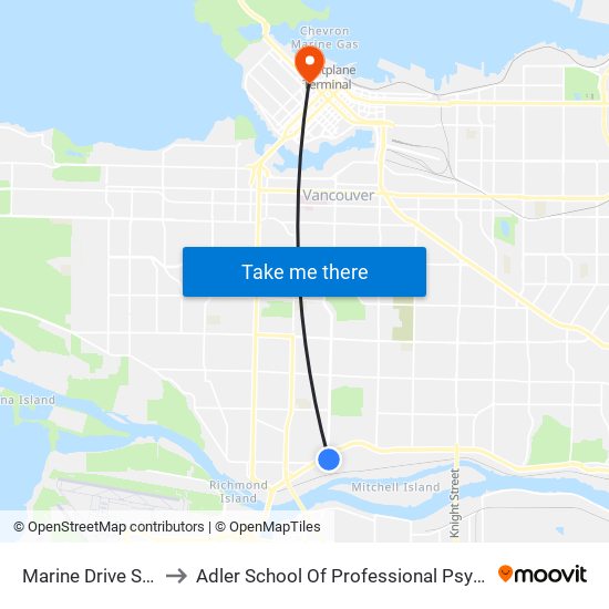 Marine Drive Station @ Bay 1 to Adler School Of Professional Psychology (Vancouver Campus) map