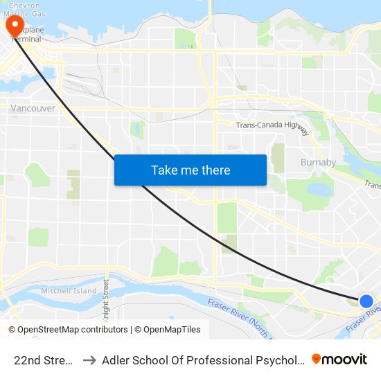 22nd Street Station to Adler School Of Professional Psychology (Vancouver Campus) map
