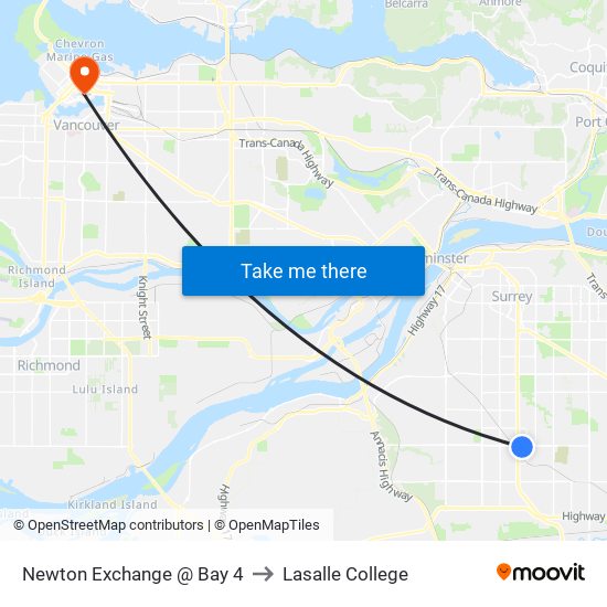 Newton Exchange @ Bay 4 to Lasalle College map