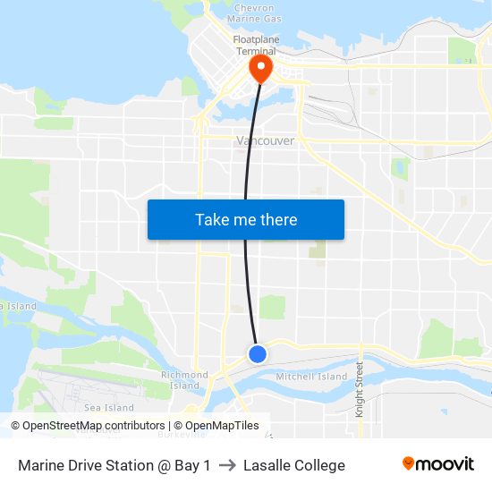 Marine Drive Station @ Bay 1 to Lasalle College map