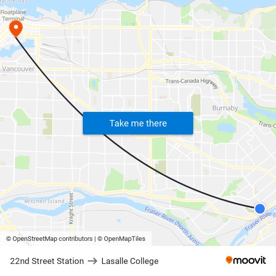 22nd Street Station to Lasalle College map