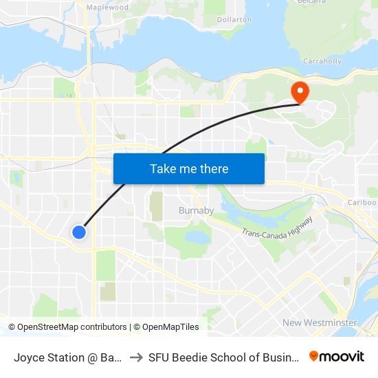 Joyce Station @ Bay 4 to SFU Beedie School of Business map