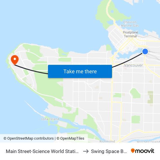 Main Street-Science World Station @ Bay 1 to Swing Space Building map