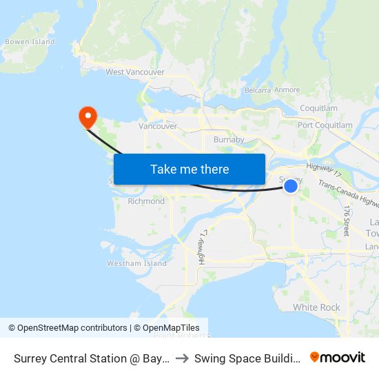 Surrey Central Station @ Bay 8 to Swing Space Building map