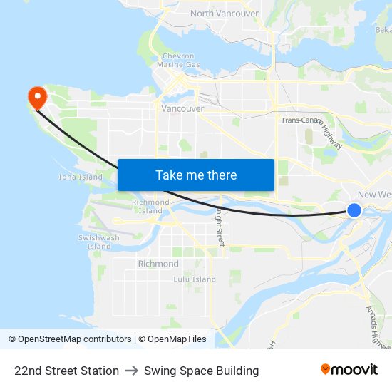 22nd Street Station to Swing Space Building map