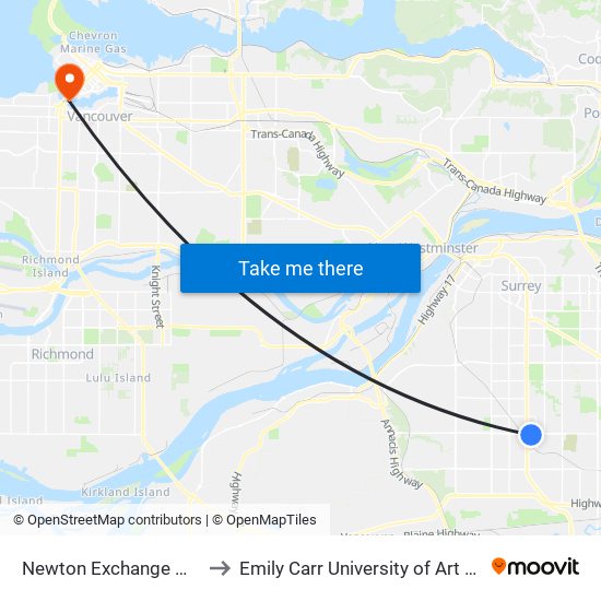 Newton Exchange @ Bay 4 to Emily Carr University of Art & Design map