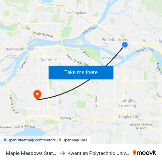 Maple Meadows Station @ Bay 4 to Kwantlen Polytechnic University (Surrey) map