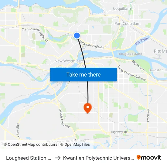 Lougheed Station @ Bay 2 to Kwantlen Polytechnic University (Surrey) map