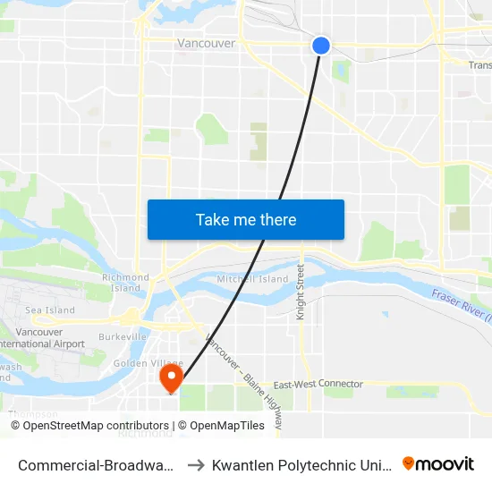 Commercial-Broadway Station @ Bay 2 to Kwantlen Polytechnic University (Richmond) map
