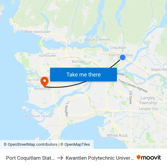 Port Coquitlam Station @ Bay 4 to Kwantlen Polytechnic University (Richmond) map