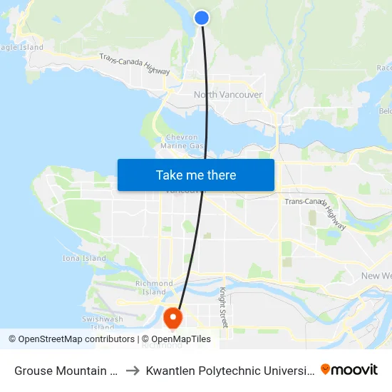 Grouse Mountain @ Skyride to Kwantlen Polytechnic University (Richmond) map