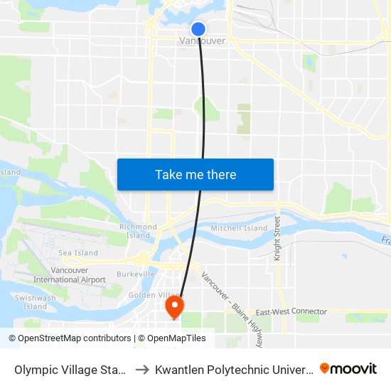 Olympic Village Station @ Bay 1 to Kwantlen Polytechnic University (Richmond) map