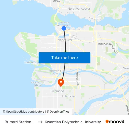 Burrard Station @ Bay 6 to Kwantlen Polytechnic University (Richmond) map