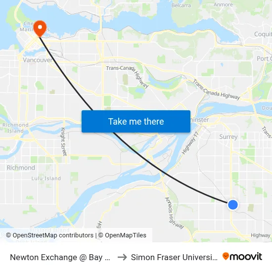 Newton Exchange @ Unloading Bay to Simon Fraser University map