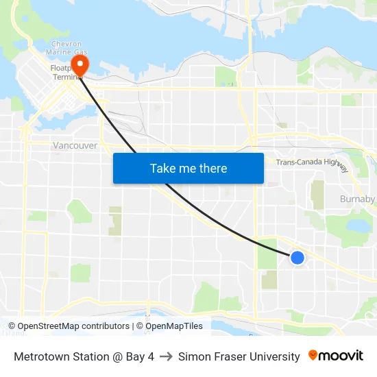 Metrotown Station @ Bay 4 to Simon Fraser University map