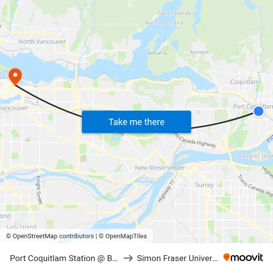 Port Coquitlam Station @ Bay 4 to Simon Fraser University map