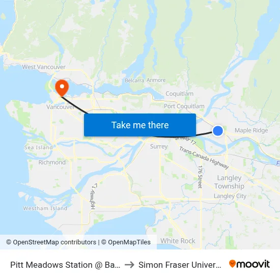 Pitt Meadows Station @ Bay 3 to Simon Fraser University map