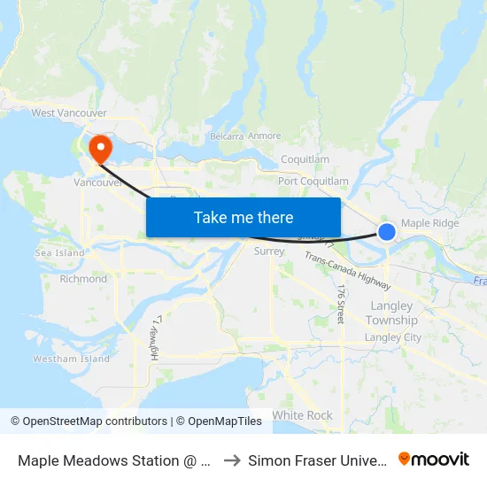 Maple Meadows Station @ Bay 4 to Simon Fraser University map