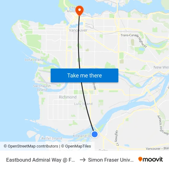 Eastbound Admiral Way @ Ferry Rd to Simon Fraser University map