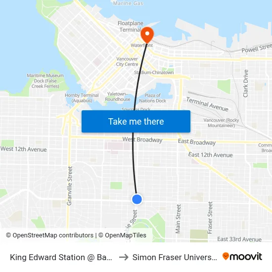 King Edward Station @ Bay 2 to Simon Fraser University map