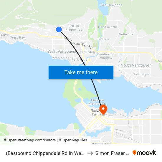 (Eastbound Chippendale Rd In Westhill Dr Area) (Flag) to Simon Fraser University map