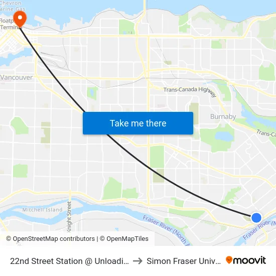 22nd Street Station @ Unloading Only to Simon Fraser University map