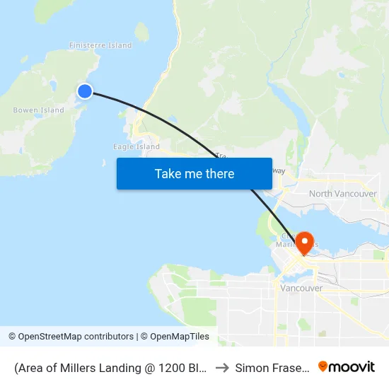 (Area of Millers Landing @ 1200 Block) @ 1200 Block (Flag) to Simon Fraser University map