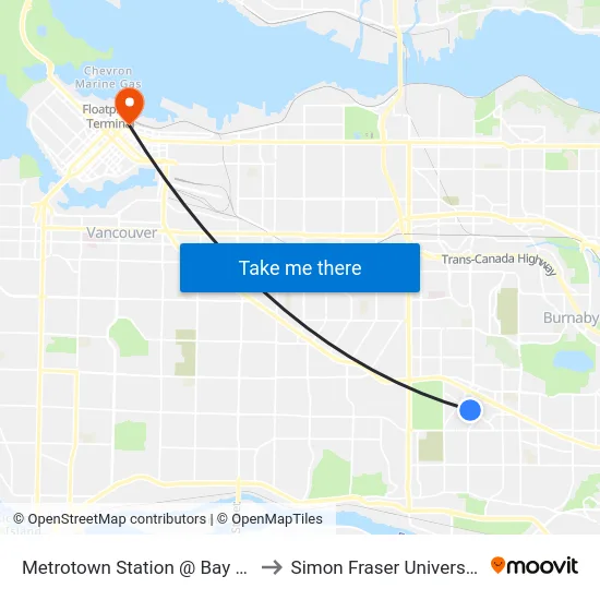 Metrotown Station @ Bay 11 to Simon Fraser University map