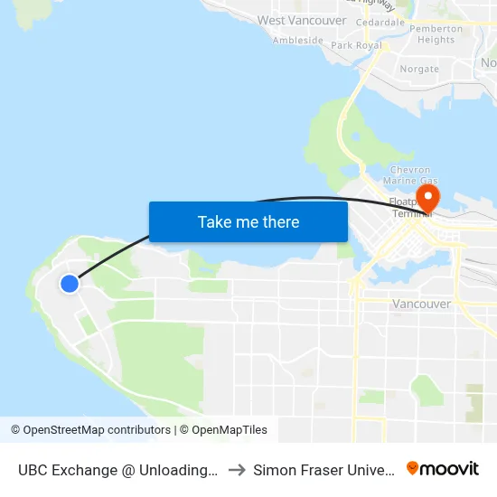 UBC Exchange @ Unloading Only to Simon Fraser University map