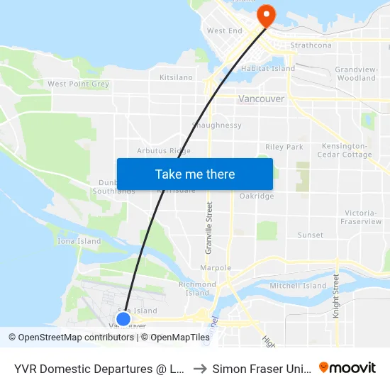 YVR Domestic Departures @ Level Three to Simon Fraser University map