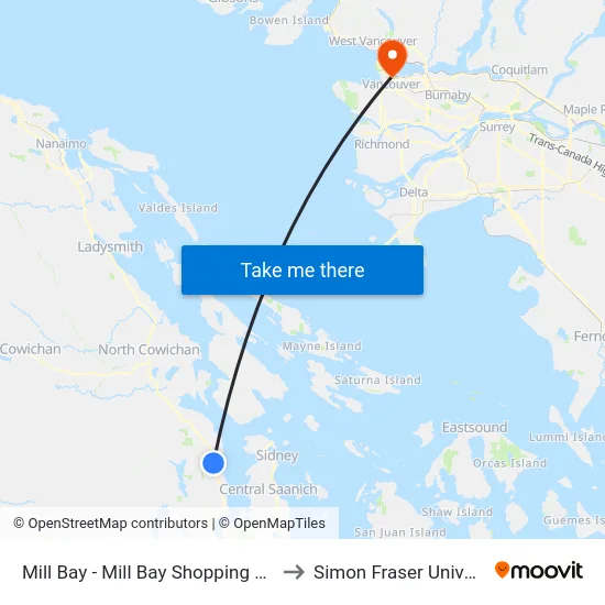 Mill Bay - Mill Bay Shopping Centre to Simon Fraser University map