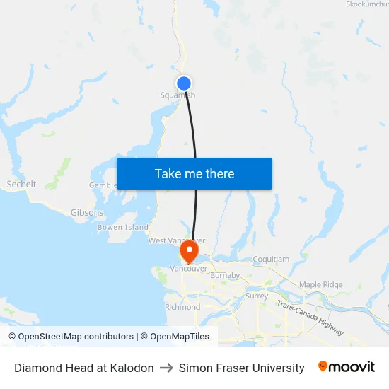 Diamond Head at Kalodon to Simon Fraser University map
