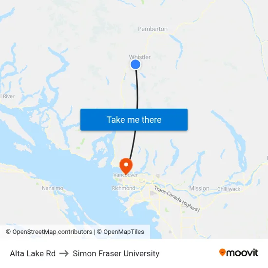 Alta Lake Rd to Simon Fraser University map