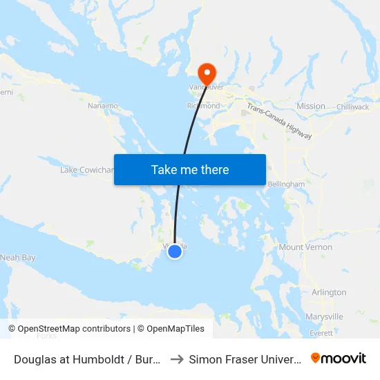 Douglas at Humboldt / Burdett to Simon Fraser University map