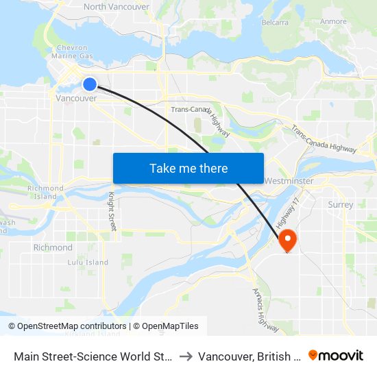 Main Street-Science World Station @ Bay 1 to Vancouver, British Columbia map