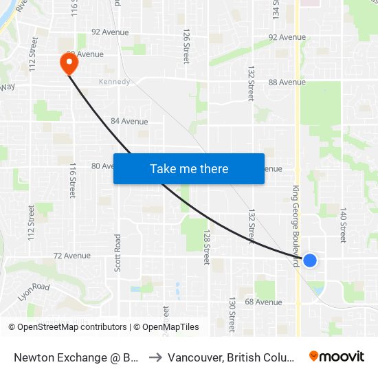 Newton Exchange @ Bay 4 to Vancouver, British Columbia map