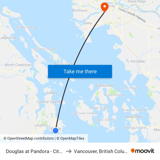 Douglas at Pandora - City Hall to Vancouver, British Columbia map