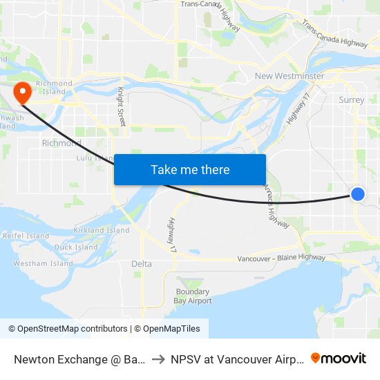 Newton Exchange @ Bay 4 to NPSV at Vancouver Airport map