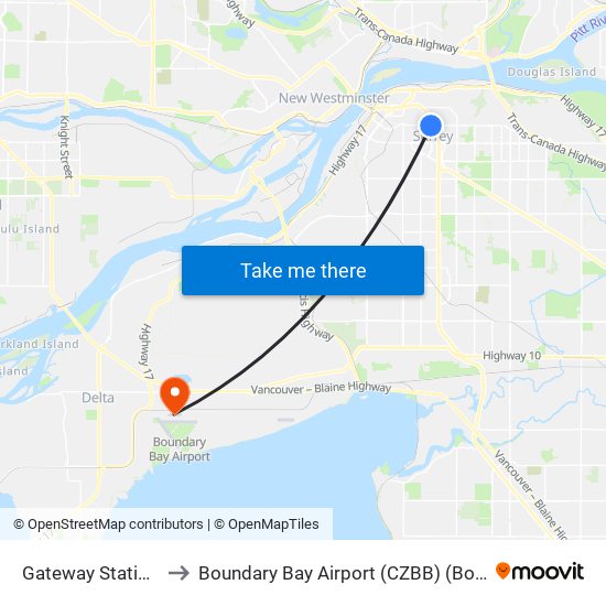 Gateway Station @ Bay 3 to Boundary Bay Airport (CZBB) (Boundary Bay Airport) map