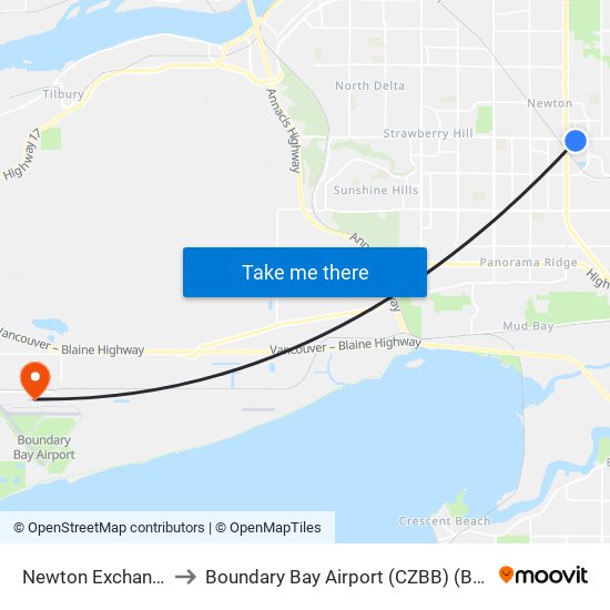 Newton Exchange @ Bay 4 to Boundary Bay Airport (CZBB) (Boundary Bay Airport) map