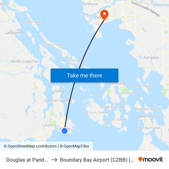 Douglas at Pandora - City Hall to Boundary Bay Airport (CZBB) (Boundary Bay Airport) map