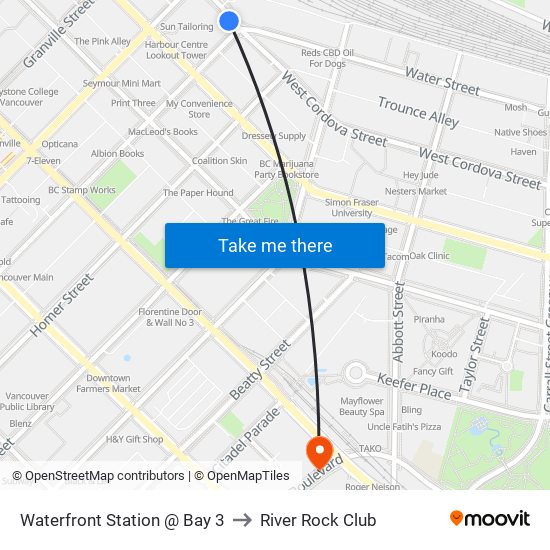 Waterfront Station @ Bay 3 to River Rock Club map