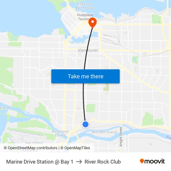 Marine Drive Station @ Bay 1 to River Rock Club map