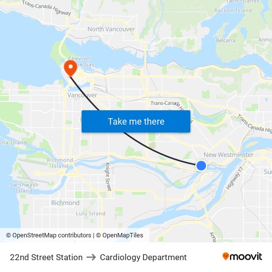 22nd Street Station to Cardiology Department map