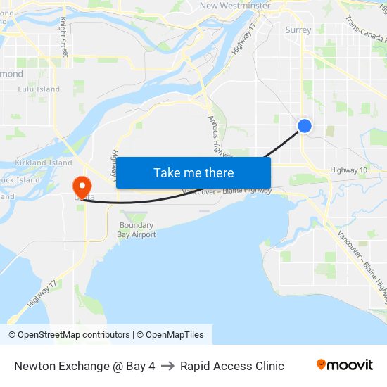 Newton Exchange @ Bay 4 to Rapid Access Clinic map