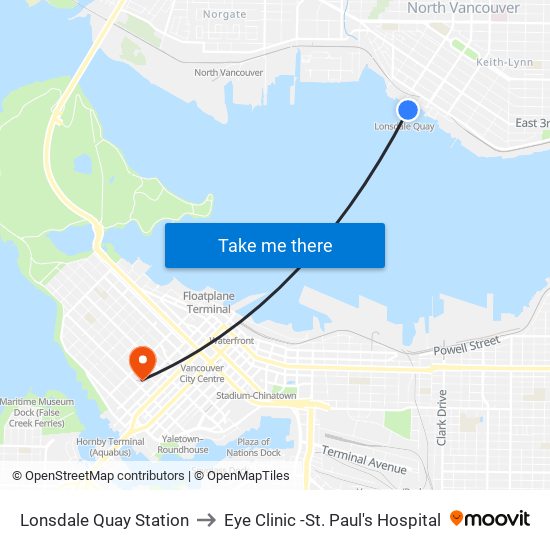 Lonsdale Quay Station to Eye Clinic -St. Paul's Hospital map