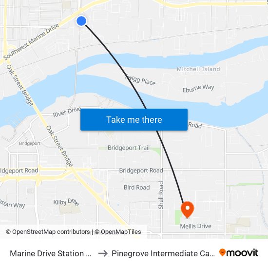 Marine Drive Station @ Bay 1 to Pinegrove Intermediate Care Home map