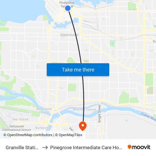 Granville Station to Pinegrove Intermediate Care Home map